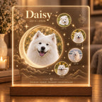 Dog Memorial Night Light, Custom Pet Photo Acrylic Plaque, Personalized Moon Pet Memory Lamp, Pet Loss Keepsake, Sympathy Gift for Dog Owner