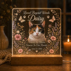 Pet Memorial Night Light, Personalized Cat Memorial Plaque, Custom Photo Acrylic Sign, Loss of Pet Keepsake, Sympathy Gift for Her