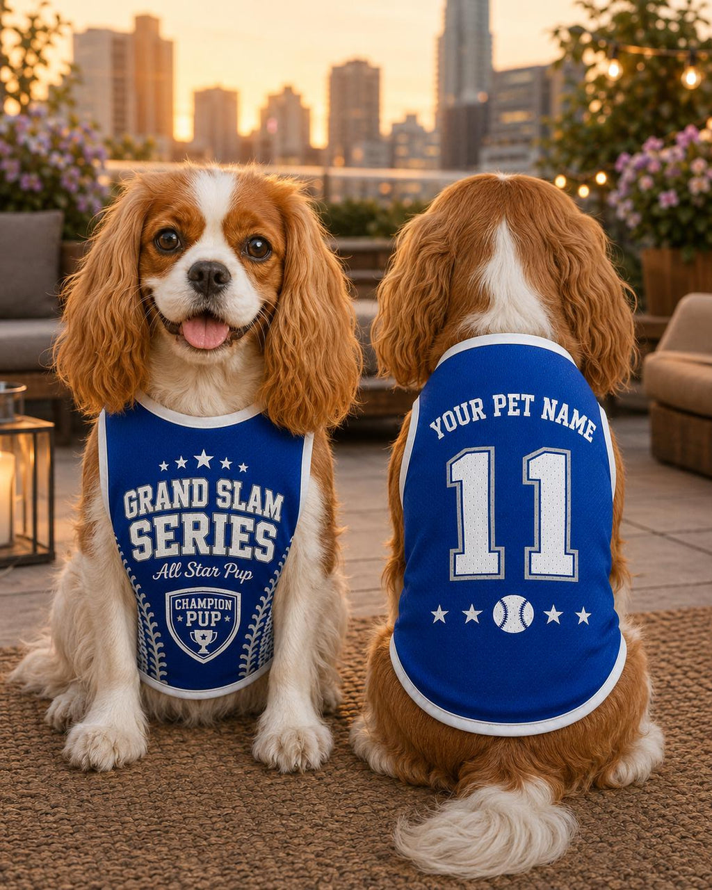 Grand Slam Pet Jersey, Personalized Dog Name Number Shirt, All Star Pup Game Day Outfit, Blue Varsity Puppy Top, Sports Fan Gift