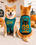 Halloween Pet Jersey, Personalized Cat Dog Name Number Shirt, Hiss or Treat Costume, Black Cat Pumpkin Outfit, Spooky Pet Apparel