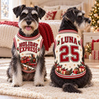 Holiday Express Pet Jersey, Personalized Dog Name Number Shirt, Christmas Train Pet Outfit, Custom Holiday Dog Gift
