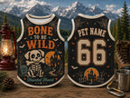 Bone To Be Wild Pet Jersey, Personalized Dog Name Number Shirt, Haunted Hound Halloween Outfit, Skeleton Puppy Game Day Top