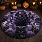 Personalized Corgi Halloween Rug, Custom Pet Name Round Carpet, Pumpkin Raven Forest Mat, Spooky Fall Dog Lover Gift