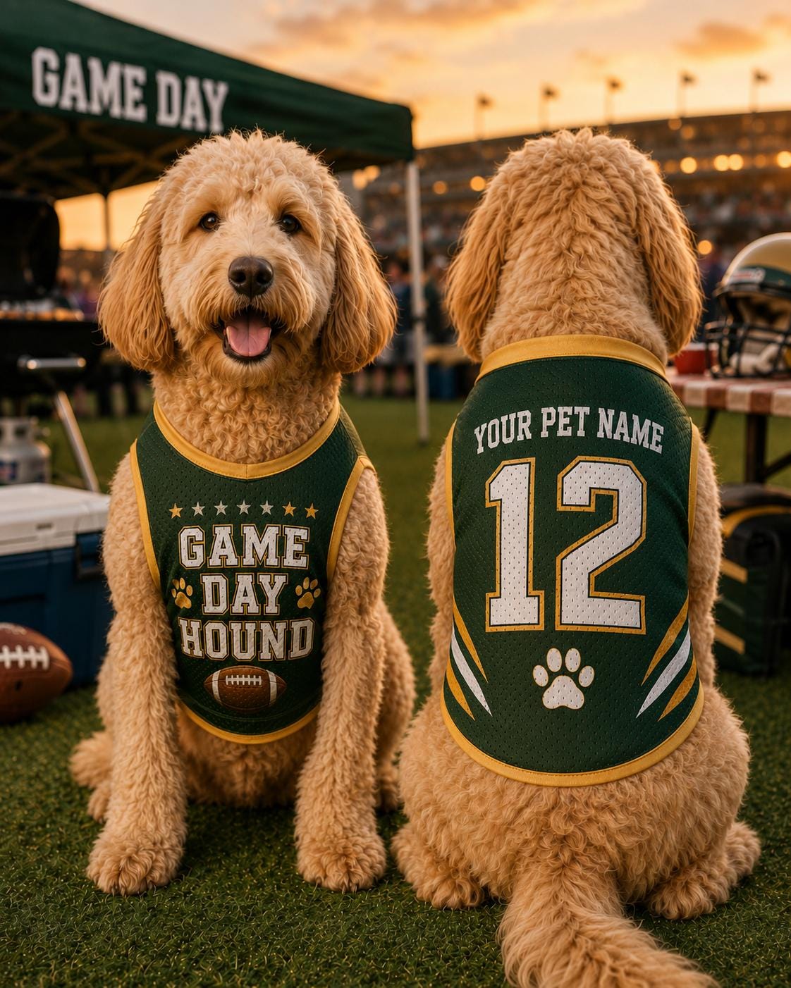 Game Day Hound Pet Jersey, Personalized Dog Name Number Shirt, American Football Puppy Outfit, Tailgate Pet Apparel, Sports Fan Gift