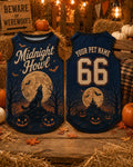 Midnight Howl Pet Jersey, Personalized Dog Name Number Shirt, Werewolf Halloween Costume, Full Moon Pumpkin Outfit, Spooky Pet Gift