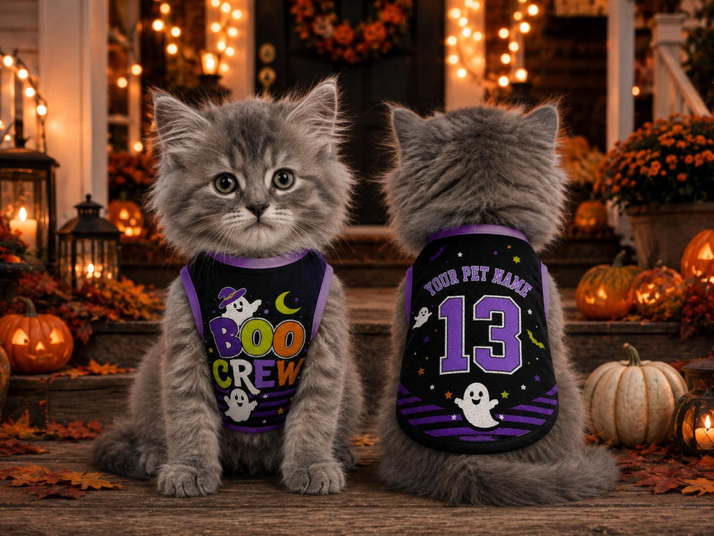 Boo Crew Pet Jersey, Personalized Dog Name Number Shirt, Halloween Dog Costume, Spooky Pet Outfit, Custom Puppy Jersey, Pet Lover Gift