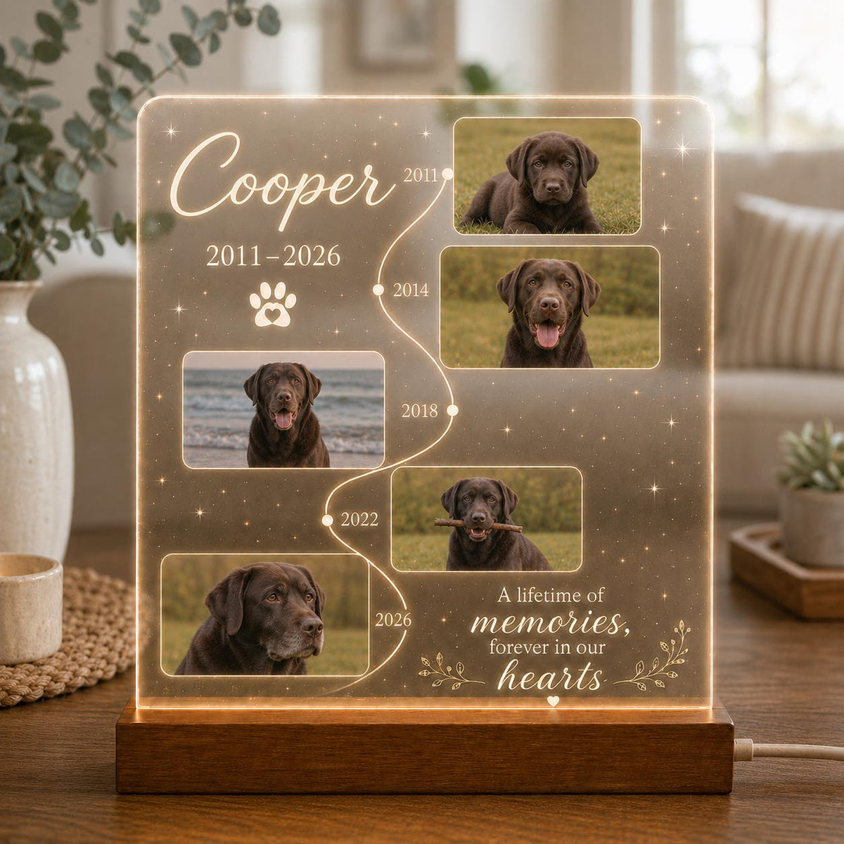 Pet Memory Timeline Lamp, Custom Dog Photo Acrylic Plaque, Personalized Life Story Light, Pet Remembrance Keepsake, Gift for Dog Parents