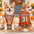 Pumpkin Crew Pet Jersey, Personalized Dog Name Number Shirt, Black Cat Halloween Outfit, Custom Fall Pet Gift