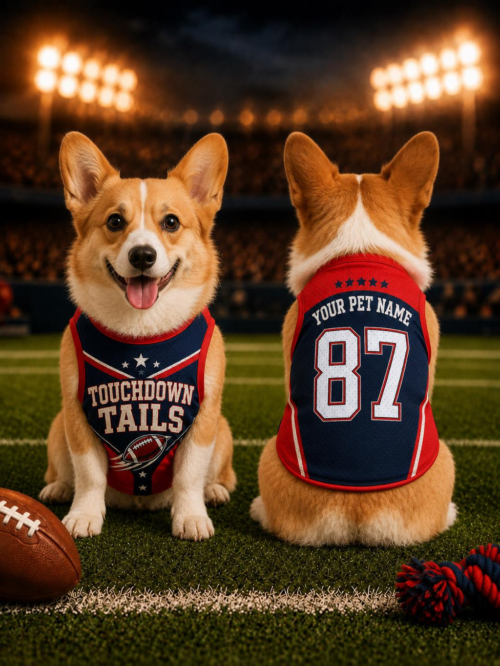 Touchdown Tails Pet Jersey, Personalized Dog Name Number Shirt, American Football Puppy Outfit, Game Day Pet Apparel, Sports Fan Gift