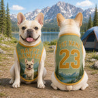 Camping Dog Pet Jersey, Personalized Outdoor Dog Shirt, Adventure Dog Apparel, Mountain Camp Pet Outfit, Custom Dog Lover Gift