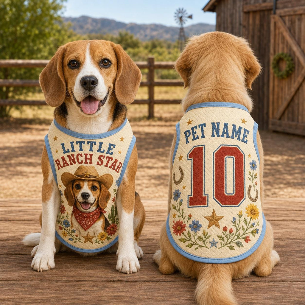 Western Ranch Dog Jersey, Personalized Cowboy Pet Shirt, Country Dog Outfit, Custom Ranch Star Puppy Apparel, Farm Dog Lover Gift