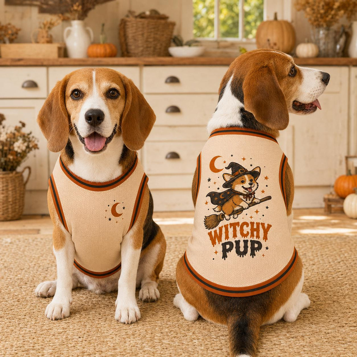 Witchy Pup Pet Jersey, Halloween Dog Shirt, Corgi Witch Costume, Spooky Pet Sports Top, Cute Fall Dog Outfit, Pet Lover Gift