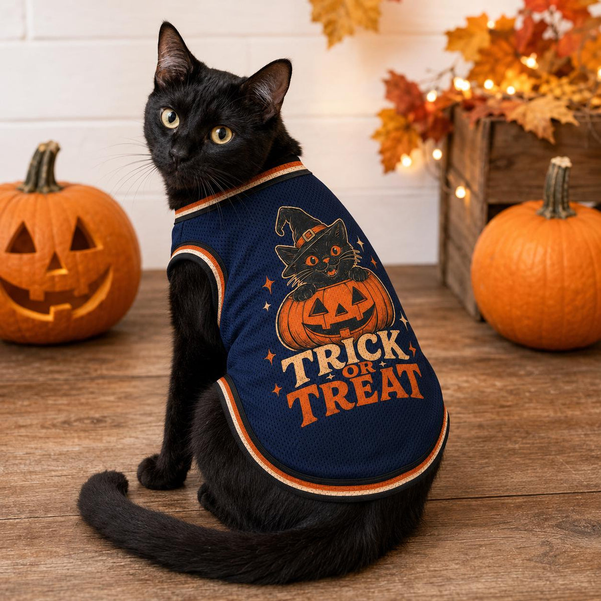 Trick or Treat Pet Jersey, Halloween Dog Shirt, Black Cat Pumpkin Costume, Spooky Pet Sports Top, Fall Pet Outfit, Pet Lover Gift