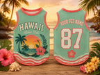 Hawaii Aloha State Pet Jersey, Personalized Dog Name Number Shirt, Tropical Beach Pet Outfit, Hawaiian Dog Gift