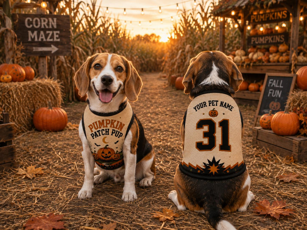 Pumpkin Patch Pup Pet Jersey, Personalized Dog Name Number Shirt, Halloween Dog Costume, Fall Pet Outfit, Pumpkin Lover Gift