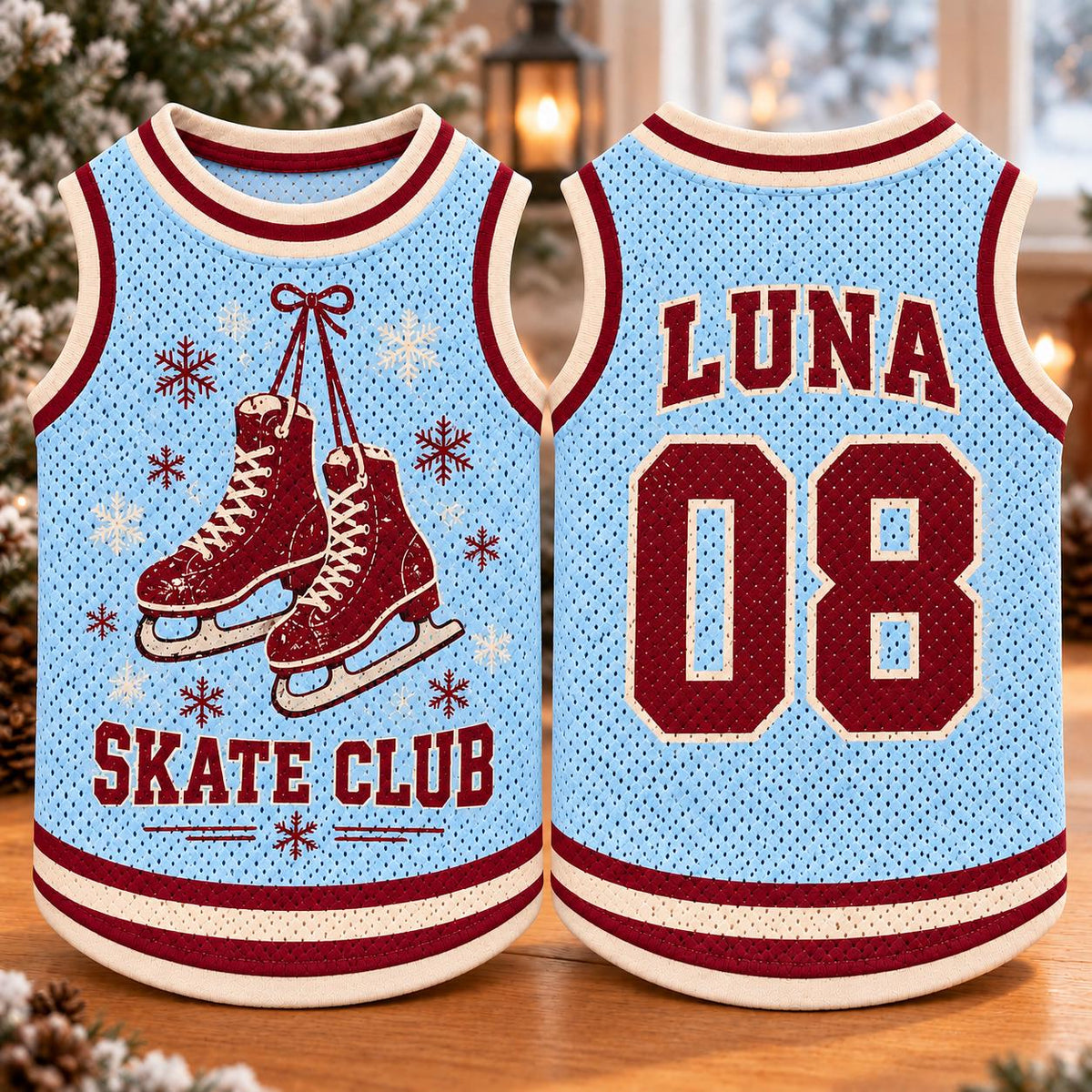Ice Skate Pet Jersey, Personalized Dog Name Number Shirt, Winter Skating Pet Top, Skate Club Outfit, Custom Dog Gift