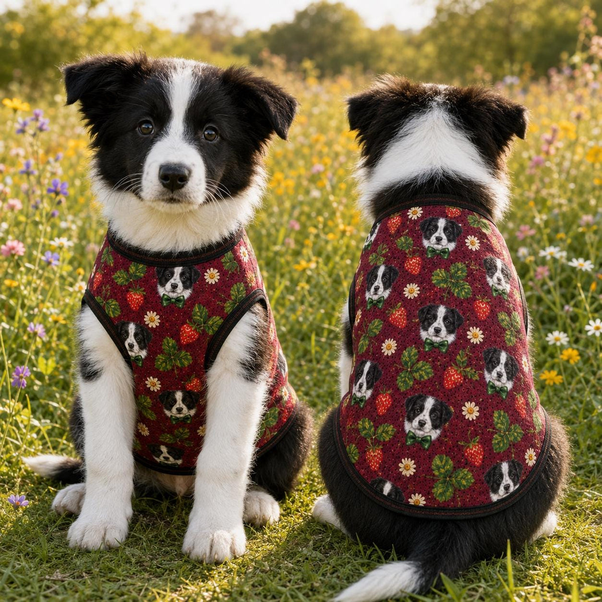 Custom Pet Face Dog Jersey, Personalized Puppy Shirt, Strawberry Floral Pet Outfit, Custom Photo Dog Vest, Dog Lover Gift