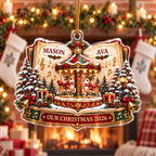 Personalized Christmas Ornament, Custom Couple Names Acrylic Ornament, Reindeer Carousel Keepsake, Our Christmas 2026 Gift
