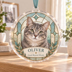 Cat Memorial Ornament, Personalized Pet Photo Acrylic Keepsake, Custom Name Sympathy Gift, Loss of Cat Remembrance Decor