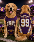 Sunday Huddle Pet Jersey, Personalized Dog Name Number Shirt, American Football Puppy Outfit, Game Day Pet Apparel, Sports Fan Gift