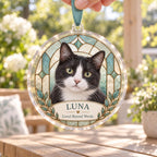 Cat Memorial Ornament, Personalized Pet Photo Acrylic Keepsake, Custom Name Sympathy Gift, Loss of Cat Remembrance Decor