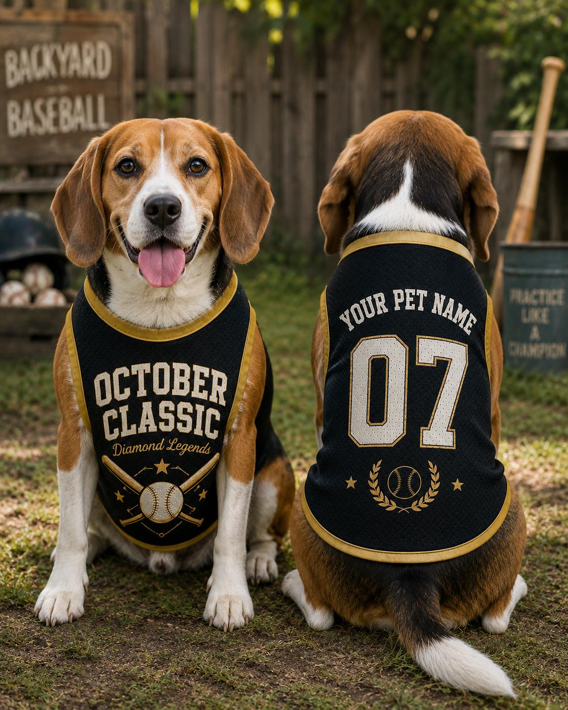 Personalized Pet Sports Jersey, Custom Dog Name Number Shirt, October Classic Outfit, Game Day Puppy Apparel, Baseball Fan Gift