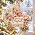 Baby Carriage Ornament, Personalized Photo Acrylic Keepsake, Custom Name Year, Baby First Christmas Gift