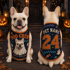 Ghost Dog Halloween Vest, Personalized Pet Name Number Jersey, Boo Crew Trick or Treat Pet Shirt, Spooky Puppy Costume, Halloween Dog Gift