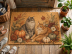 Personalized Fall Pet Doormat, Custom Dog Portrait Welcome Mat, Autumn Pumpkin Floral Door Decor, Pet Lover Housewarming Gift
