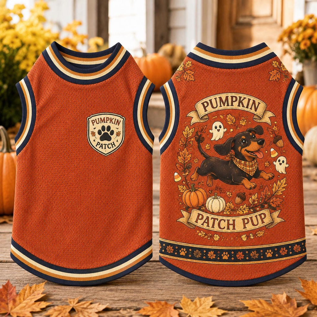 Pumpkin Patch Dog Jersey, Halloween Dachshund Shirt, Fall Pet Tank Top, Spooky Sausage Dog Outfit, Autumn Pet Gift