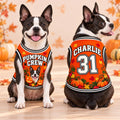 Pumpkin Crew Pet Jersey, Personalized Dog Name Number Shirt, Black Cat Halloween Outfit, Custom Fall Pet Gift