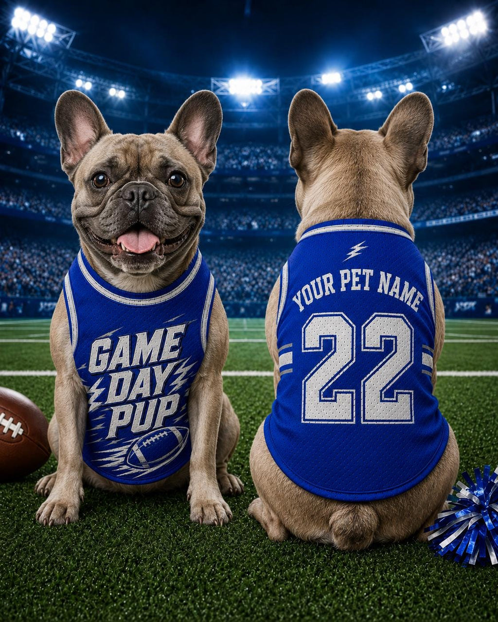 Game Day Pup Pet Jersey, Personalized Dog Name Number Shirt, American Football Puppy Outfit, Sports Fan Pet Apparel, Tailgate Gift