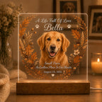 Dog Memorial Night Light, Personalized Pet Photo Acrylic Plaque, Golden Retriever Remembrance, Pet Loss Gift for Her