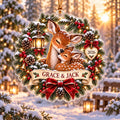 Personalized Deer Christmas Ornament, Acrylic Family Keepsake, Doe and Fawn Holiday Decor, Custom Name Christmas Gift