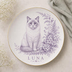 Personalized French Bulldog Portrait Plate, Custom Dog Portrait, Frenchie Memorial Gift, Custom Pet Name Plate, Botanical Dog Lover Gift