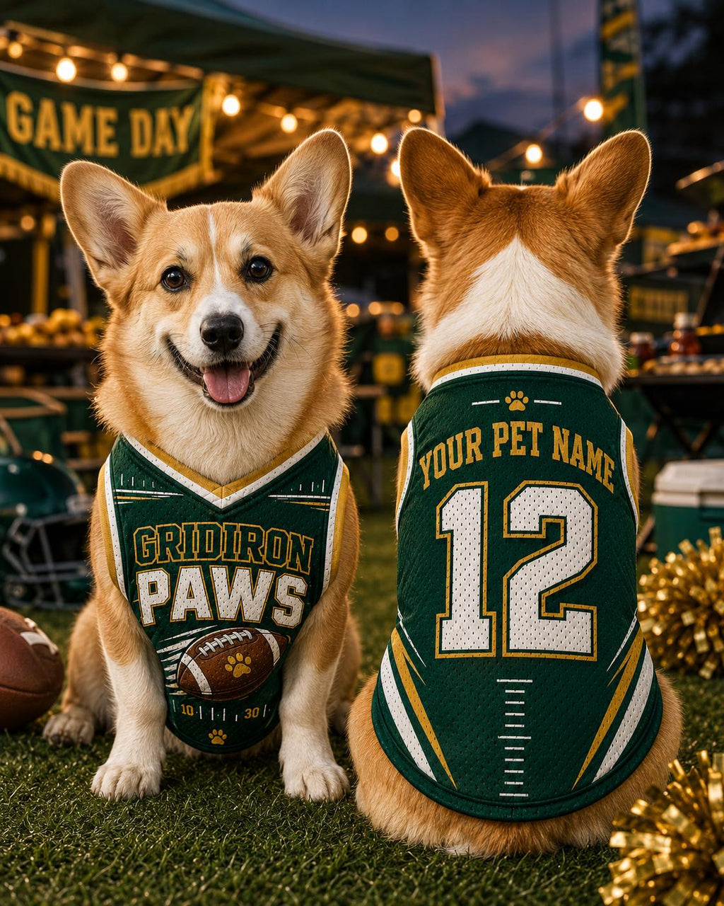Gridiron Paws Pet Jersey, Custom Dog Name Number Shirt, American Football Puppy Outfit, Game Day Pet Apparel, Sports Fan Gift