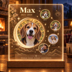 Dog Memorial Night Light, Custom Pet Photo Acrylic Plaque, Personalized Moon Pet Memory Lamp, Pet Loss Keepsake, Sympathy Gift for Dog Owner