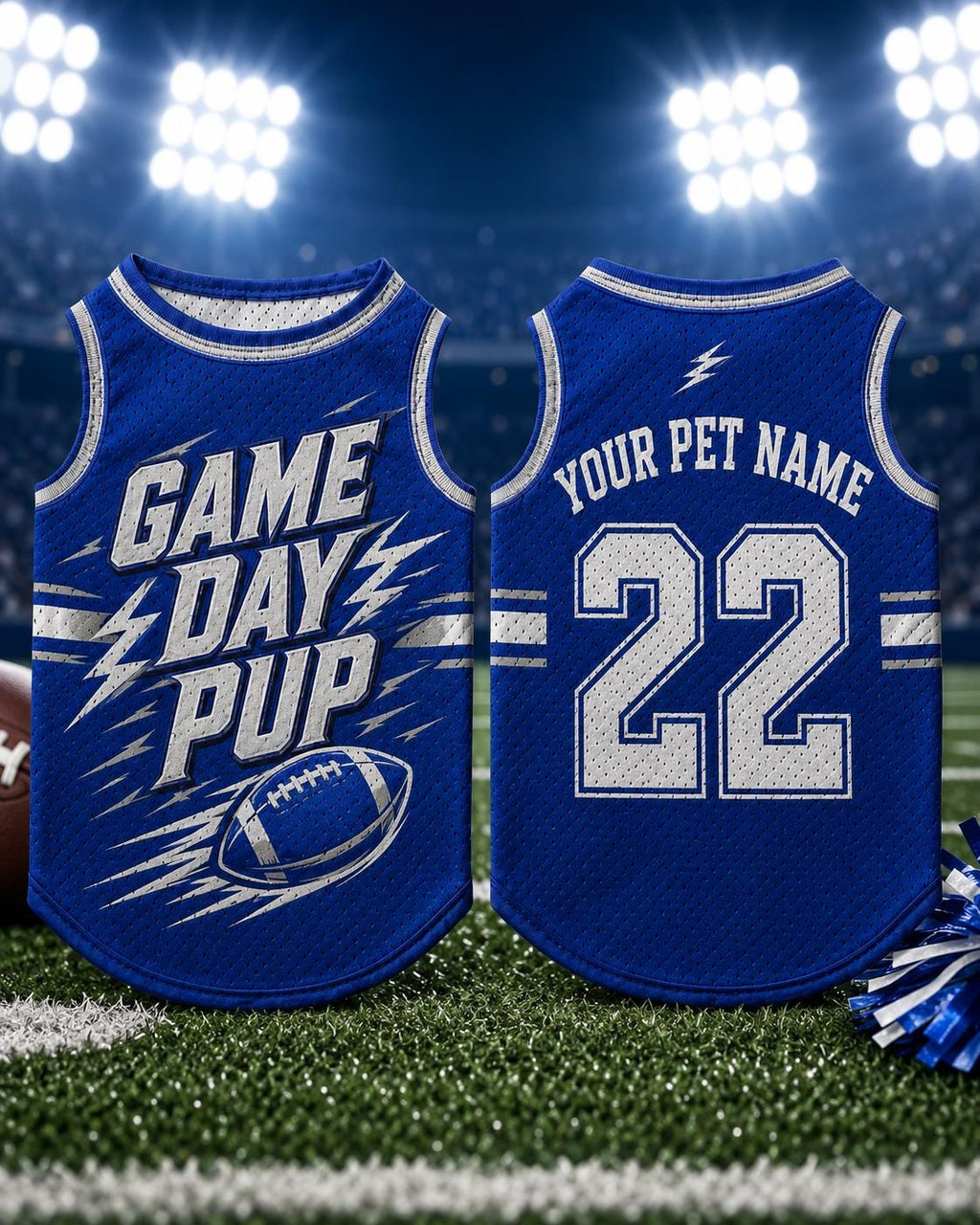 Game Day Pup Pet Jersey, Personalized Dog Name Number Shirt, American Football Puppy Outfit, Sports Fan Pet Apparel, Tailgate Gift