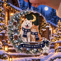 Moonlit Pet Christmas Ornament, Personalized Dog Cat Acrylic Keepsake, Custom Pet Name Winter Decor, Pet Parent Gift