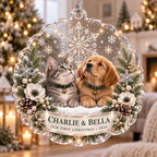 First Christmas Pet Ornament, Personalized Dog Cat Acrylic Keepsake, Custom Pet Name Holiday Decor, Pet Parent Christmas Gift