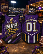 Personalized American Football Dog Jersey, Custom Pet Name Number Shirt, MVP Puppy Game Day Outfit, Sports Fan Pet Gift