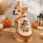 Witchy Pup Pet Jersey, Halloween Dog Shirt, Corgi Witch Costume, Spooky Pet Sports Top, Cute Fall Dog Outfit, Pet Lover Gift