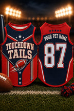 Touchdown Tails Pet Jersey, Personalized Dog Name Number Shirt, American Football Puppy Outfit, Game Day Pet Apparel, Sports Fan Gift