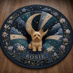 Celestial Cat Round Rug, Personalized Moon Cat Area Rug, Starry Night Floor Mat, Mystical Cat Lover Decor, Custom Name Gift