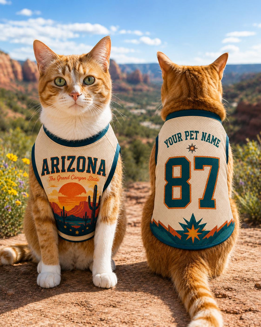 Arizona Grand Canyon Pet Jersey, Personalized Dog Name Number Shirt, Desert Pet Outfit, Southwest Dog Gift
