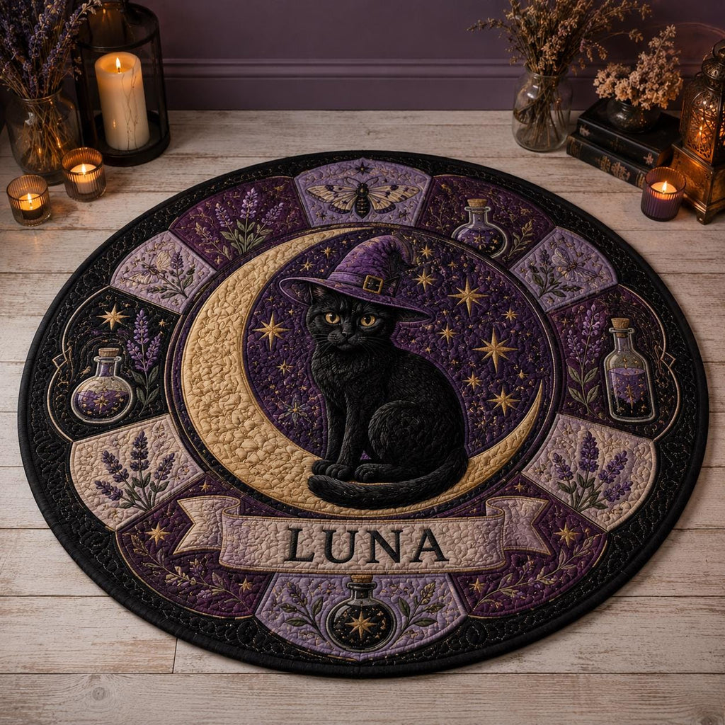 Ghost Picnic Cat Rug, Custom Pet Name Round Carpet, Cozy Halloween Ghost Mat, Autumn Mushroom Decor, Cat Lover Fall Gift