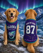 Alaska The Last Frontier Pet Jersey, Personalized Dog Name Number Shirt, Northern Lights Pet Outfit, Alaska Dog Lover Gift