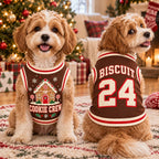 Gingerbread Pet Jersey, Personalized Dog Name Number Shirt, Cookie Crew Christmas Pet Top, Holiday Sports Outfit, Custom Dog Gift