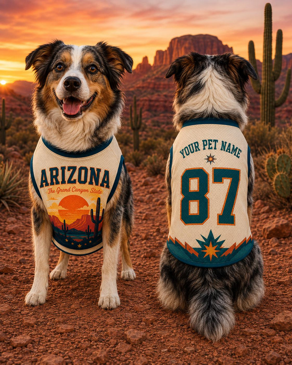 Arizona Grand Canyon Pet Jersey, Personalized Dog Name Number Shirt, Desert Pet Outfit, Southwest Dog Gift