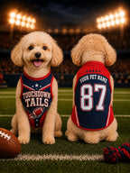 Touchdown Tails Pet Jersey, Personalized Dog Name Number Shirt, American Football Puppy Outfit, Game Day Pet Apparel, Sports Fan Gift